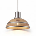 Lampa wisząca z metalowym kloszem i plecionką w kolorze złotym 30 x 30 x 20cm