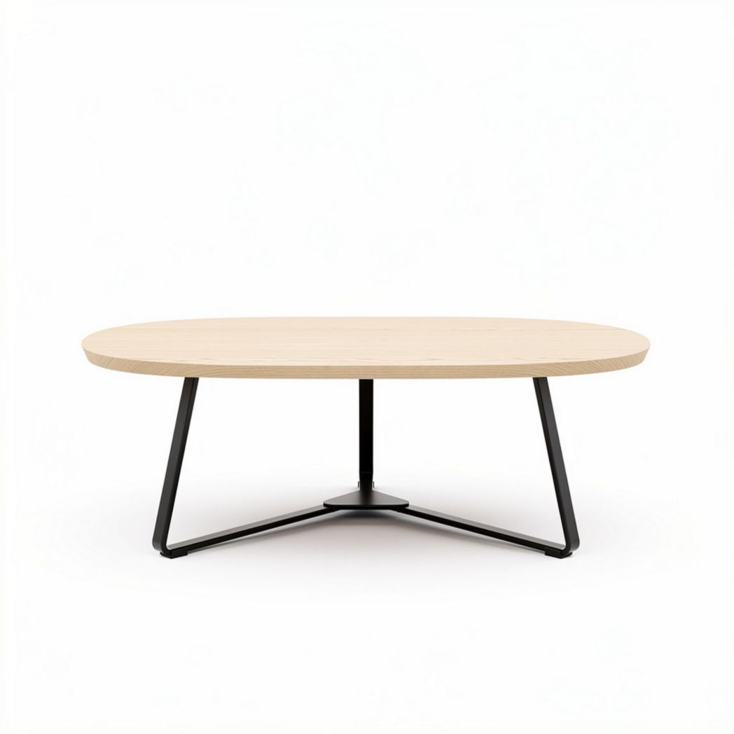 Stolik kawowy owalny z drewna i metalu 120 x 70 x 45cm w kolorze naturalnym